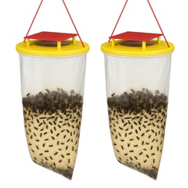 Fruit Fly Trap, Super Ninja Fruit Fly Trap, Outdoor Fly Catcher for Garden, Farm, Stable, 2 Pack with Effective Bait, 20 x 30 cm