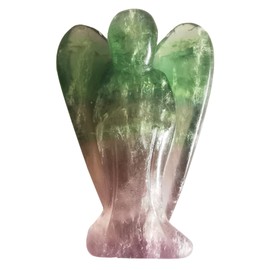 Lovionus89 Natural Green Fluorite Angel Statue, Hand Carved Stone Healing Crystal Bag Figures Decoration, 5 cm
