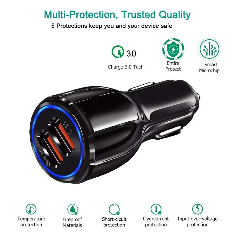 Olakey Car Charger, Quick Charge 3.0 USB Port Adapter, Adapter