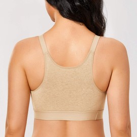 Gratlin Women's Plus Size Nursing Bra Sports Maternity Support Cotton Breastfeeding Bras Beige Heather Large