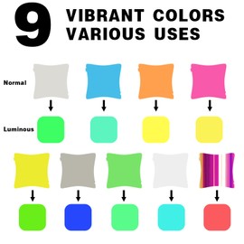 PQKL-party Plotter Film Textile, Flex Film Plotter Textile, Heat Transfer Vinyl 9 Pieces, 30 x 22 cm, Glow-in-the-Dark Vinyl Film, Plotter Film Textile for T-Shirt, Clothing, Hats or Other Fabrics,