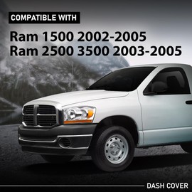 LQI TPE Dashboard Cover, Compatible with Dodge Ram 1500 2002-2005/Dodge Ram 2500 3500 2003-2005, Dash Bezel Panel, Black