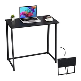 Homy Casa 31.5" Home Office Foldable Desk, Space-Saving Study-Workstation for Small Spaces, Ideal for Dorm, Living Room, and Bedroom (Black)