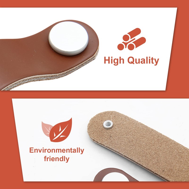 Uenhoy 4 Pack Genuine Leather Drawer Pulls, Brown Cabinet Pulls