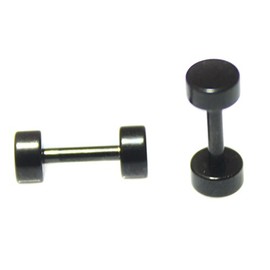 4mm Pair BLACK Faker Stretcher Cheater round Surgical Stainless Steel Mens Womens Unisex Upper Ear Earrings Studs Plug