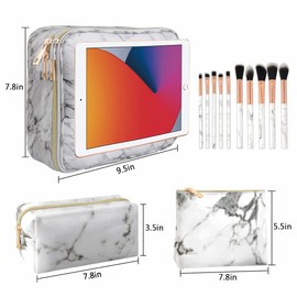 Makeup Bags for Women 13 in 1 Cosmetic Bag Set, Toiletry Bag Travel Case Waterproof, Makeup Pouch Make Up Bag Bulk for Purse with 10Pcs Professional Makeup Brushes Barber Case Organizer