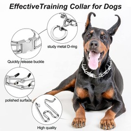Dog Prong Collar,Dog Pinch Collar with Quick Release Buckle,No Pull Choke Collar Detachable Adjustable,Metal Easy Buckle Release Middle Large Dog Training Collar