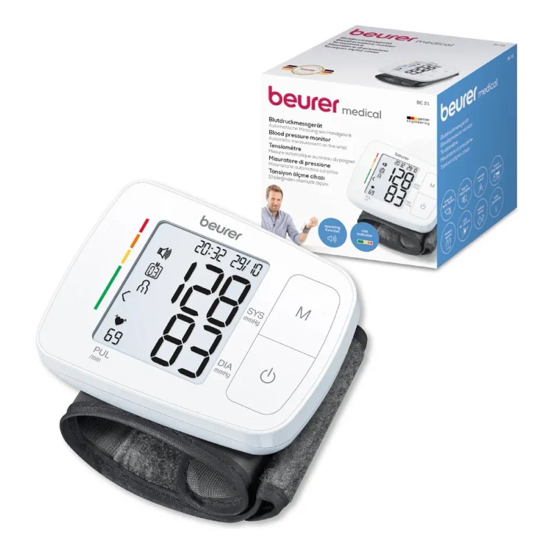 Monitor De Presin Arterial De Mueca Con Voz Bc21 Beurer