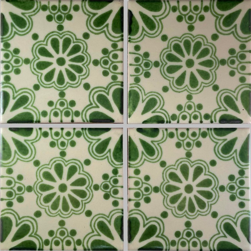 4.2x4.2 9 pcs Green Bouquet Talavera Mexican Tile