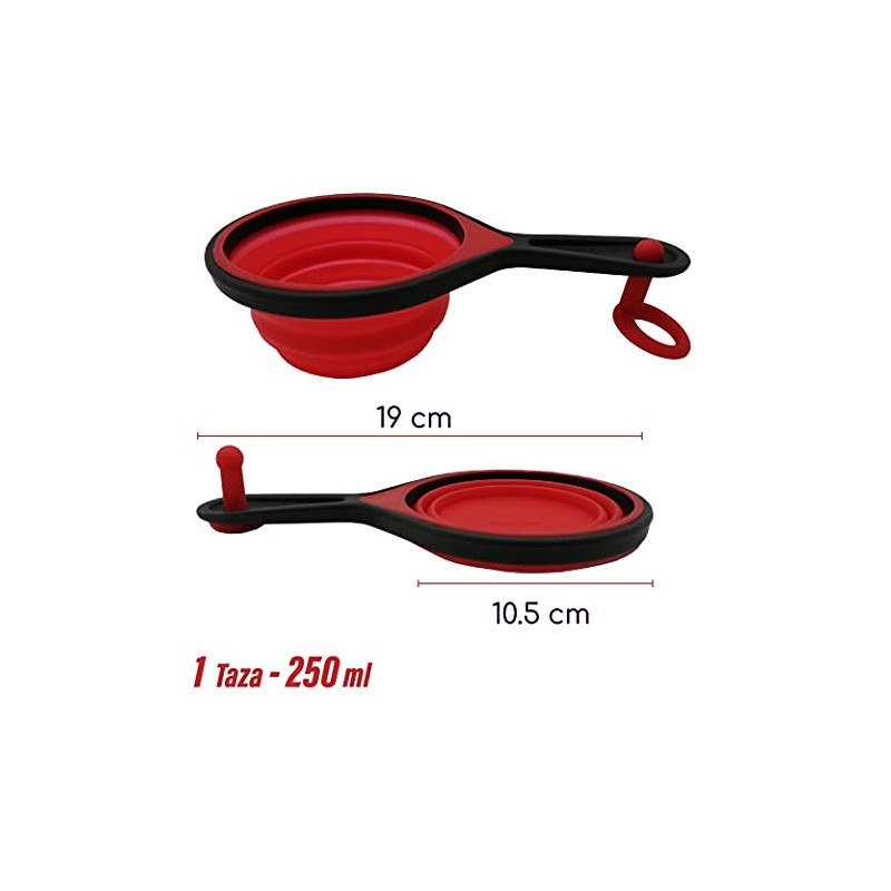 Juego de 8 de Tazas y cucharas medidoras de silicona