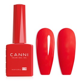 CANNI Red Gel Nail Polish, 1Pcs Bright Red Gel Polish Neon Red Color Nail Polish Gel High Gloss Soak Off U V Gel Nail French Nail Manicure Salon DIY