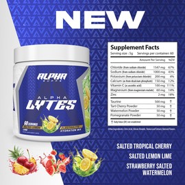 Alpha Lytes - Electrolyte Powder Daily Hydration Drink Mix - Sugar-Free, Zero Calorie Instant Formula with Trace Minerals and Antioxidants (60 Servings, Salted Lemon Lime)
