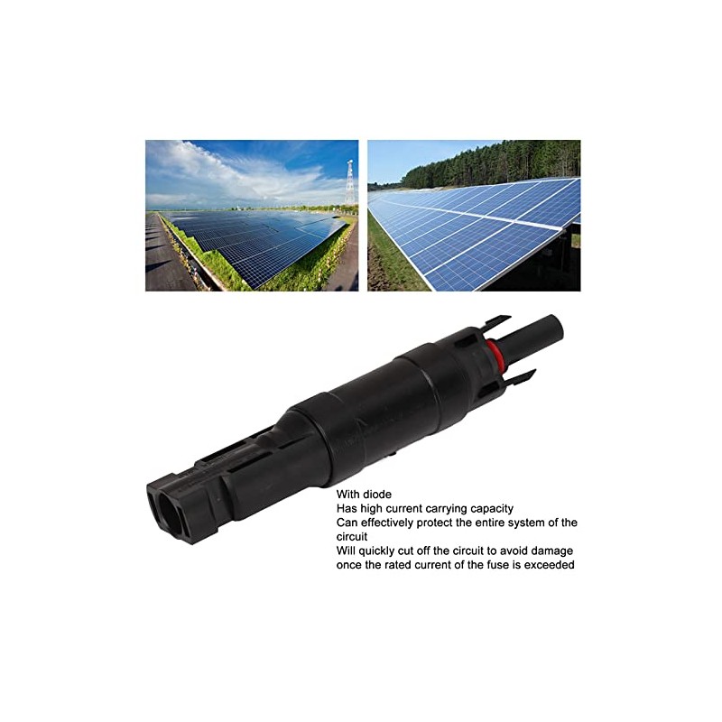 2 conectores solares, 20A IP67 resistente al agua MC4 portafusibles