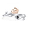 STARCHENIE Rose Initial Ring for Women 925 Sterling Silver Letter