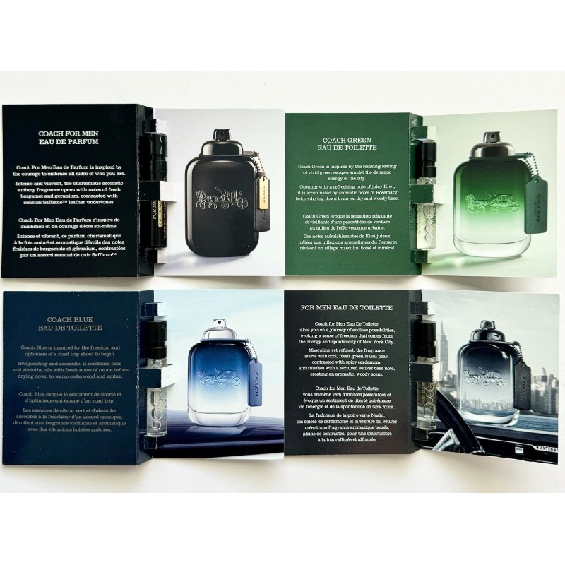 Coach MEN Cologne Collection Sample Spray Vials 4pc Set