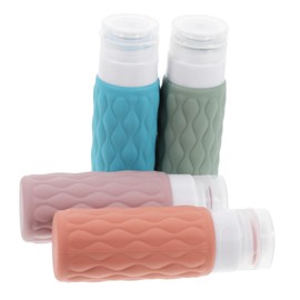 Healvian 4pcs Travel Bottles Shampoo and Conditioner Containers Leakproof Toiletry Travel Bottles Storage Bag for Cosmetics