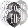 Dazzling 60th Glitz Black, Silver & White Premium Latex Balloons
