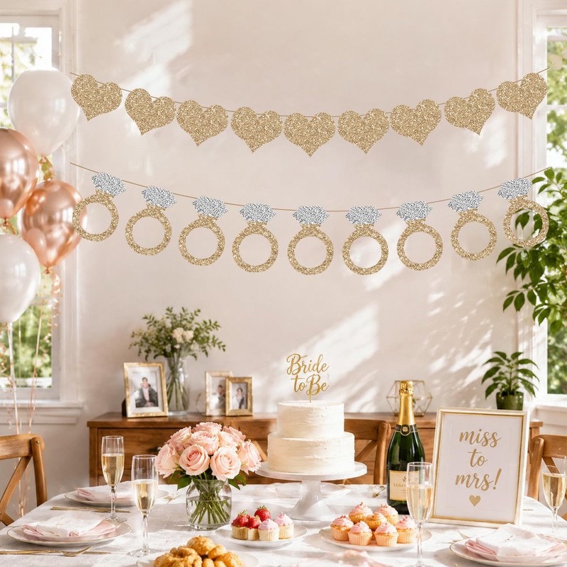 Ring Heart Banner Bachelorette Party Decorations Bridal Shower Engagement