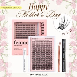 feinner DIY Lash Extension,  Lash Bond and Seal,Remover,Tweezer for Easy Apply Waterproof Long Lasting at Home,Soft Natural 0.07 D Curl 8-16mm Mix Makeup Eyelash Clusters:_Classic 01 Kit