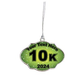 10K Race Running Christmas 2024 Silver Ornament Gift Frame Heart or Wreath Choose Your Text (Frame)
