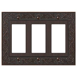 Amerelle AmerTac 43RRRVB 3 Rocker-GFCI English Garden Wallplate, Aged Bronze