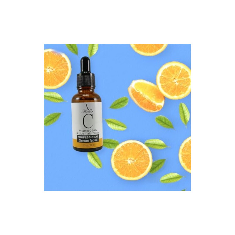 Serúm Faciales de Vitamina C con Acido Hialurónico, Hidratante, 30ml.