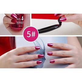 12 Color 18ml Chrome Nail Polish, Mirror Nail Polish, Metallic Nail Polish, Nail Art Polish Varnish, Long-Lasting Non-Peelable Glitter Nail Polish,Reflective Nail Polish, Nail Lacquers (5#, 18ml)