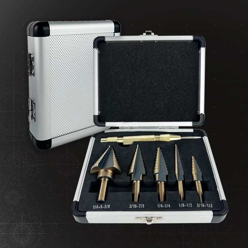 Pro-Edge Technology 5pcs Step Drill Bits for Metal with Center