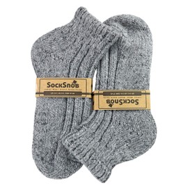 sock snob Damen Winter Bunt Gestrickt Kurz Norweger Style Wollsocken (37/42, 05 Grey)