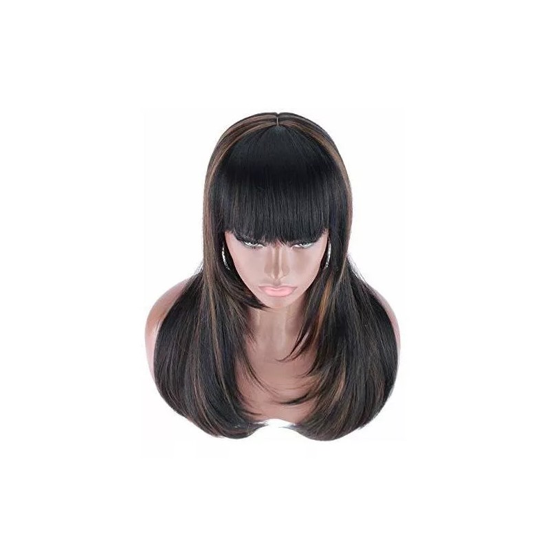 Kalyss Peluca Negro Con Marrón Liso 60 Cm Kalyss