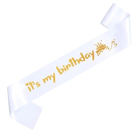 Its My Birthday Sash - Girl Birthday Decorations (White)