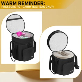OUUTMEE 2 Compartments Pressure Cooker Travel Tote Bag, Top Zip Compartment and Pocket for 6 Quart Cooker Accessories, Insulated Travel Carrier with Easy to Clean Lining