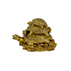 KARTIK Vastu Feng Shui Triple Tortoise Turtle Family for Protection, Good Luck, Wealth and Longevity, polyresin, Multicolour, 8 x 8.5