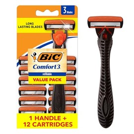 BIC Hybrid 3 Comfort - Maquinilla de afeitar desechable para hombre, 12 unidades