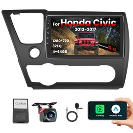 for Honda Civic 2013-2017 【4+64G】 Double din Android 4 core Car Stereo 9" Touch Screen with Wireless Carplay Android Auto, Radio Dash Kit GPS Navigation WiFi Bluetooth SWC, Mic Backup Camera