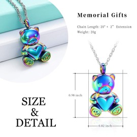 Teddy Bear Cremation Urn Nekclaces Ash Jewellery for Men Women Heart Memorial Urn Keepsake Locket Pendant Ashholder