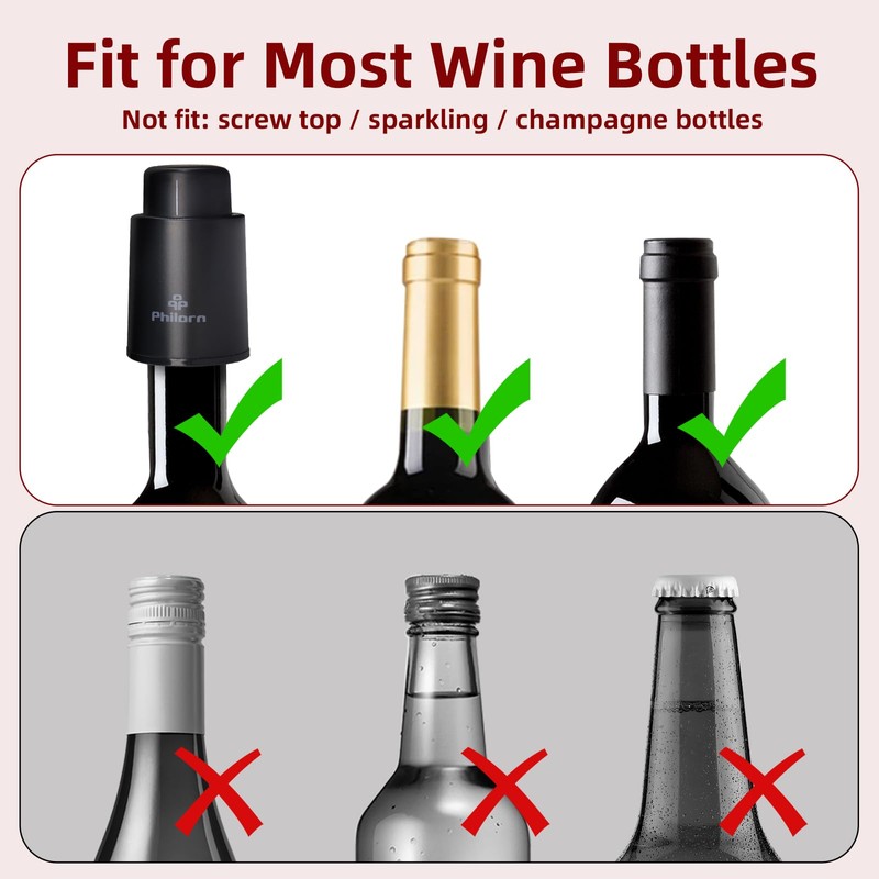2 PACK Wine Bottle Stoppers, Philorn Vacuum Wine Stoppers -