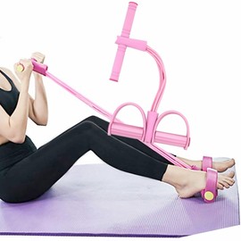 VKSG Multi-Function Tension Rope Band & Pedal Puller Resistance Band, 6-Tube Elastic Yoga Pedal Puller Resistance Band, for Abdomen/Waist/Arm/Leg Stretching Slimming Training (Pink)