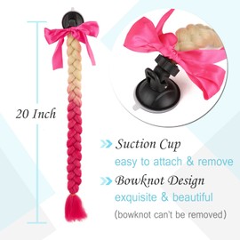 SEGO 2 Pcs Helmet Pigtail Braids with Detachable Suction Cup with Bowknot Ponytails Hair for Women/Men 20 Inch 2 PCS/Pack (Helmet not Included)-Blonde to Violet Red