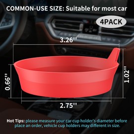 ME.FAN Car Coasters [4 Pack] Silicone Car Cup Coasters/Cup Mats - Universal Non-Slip Recessed Car Interior Accessories - Car Cup Holder Insert Coasters Red