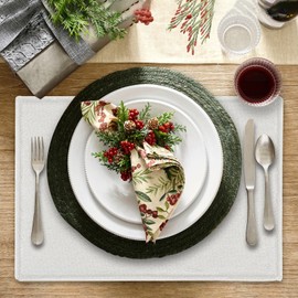 CY SISTERS Cotton Placemats Linen Placemats Set of 4, Boho Place Mats Modern Farmhouse 13" x 19" Rectangle Beige Fabric Place Mats Washable Cloth Placemats for Indoors & Outdoors Dining Table Decor