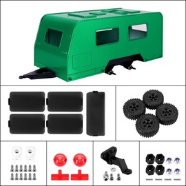 INJORA Travel Trailer Camper with Hitch for 1/18 RC Crawler TRX4M Upgrade(Green)