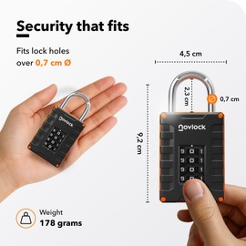 Locker Padlock with 4-Digit Code for Gym, School, Home, Work – Sturdy Combination Lock with Hardened Steel Shackle – 1-Pack, Black/Orange