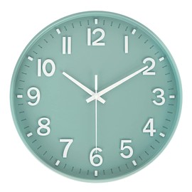 HZDHCLH Wall Clock 12 Inch Silent Non Ticking Clock for Living Room Bedroom Kitchen Office（Green）