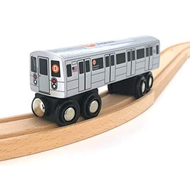 MUNI PALS Munipals New York City Subway Wooden Railway (B Division) D Train/6 Avenue Express–Child Safe and Tested Wood Toy Train