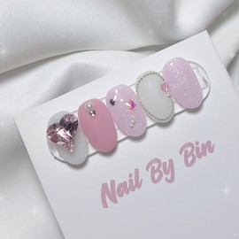 [Handmade Nail Tips] Heart Queen Car Nails - Long Oval / [수제네일팁] 하트퀸카 네일 - 롱오벌