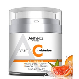 Ciana Aesthetics Naturals 15% Vitamin C Face Glow Boosting Moisturizer & Skin Repairing Cream, Hydrating with Organic Ingredients Anti-Aging Facial Cream Normal, Dry, & Oily Skin - 1.76 FL OZ.