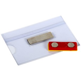 EUROPEL Magnetic Name Badge Holders with Magnet & Blank Card Insert Sheets (Pack of 24) | Horizontal ID Card Holder for School, Colleges, Offices & Corporate Event | 90 x 55 mm, 121268,White