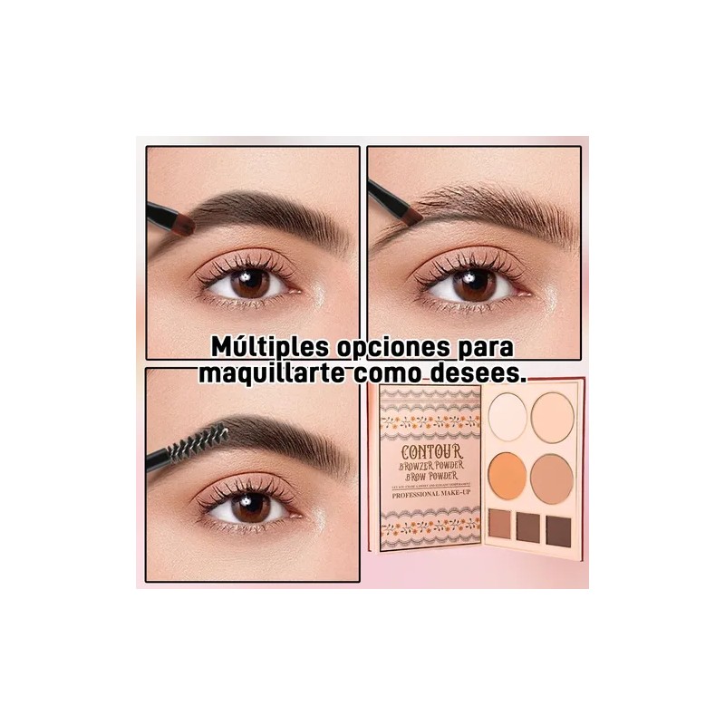 5 En 1 Paleta Sombras, Gloss, Iluminador, Rubor Y Contorno