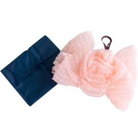 OKA Travel Body Towel, Pink, Includes Carrying Pouch (Pris Lillezza, Made in Japan, Nylon, Normal, Firm, Portable Body Towel)